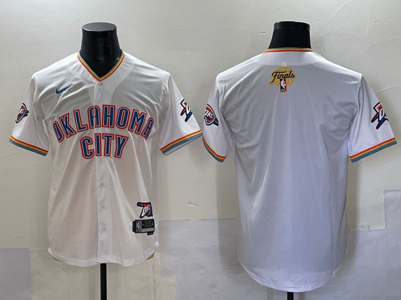 Men 2025 Oklahoma City Thunder Blank White Nike Joint Name NBA Jersey style 1
